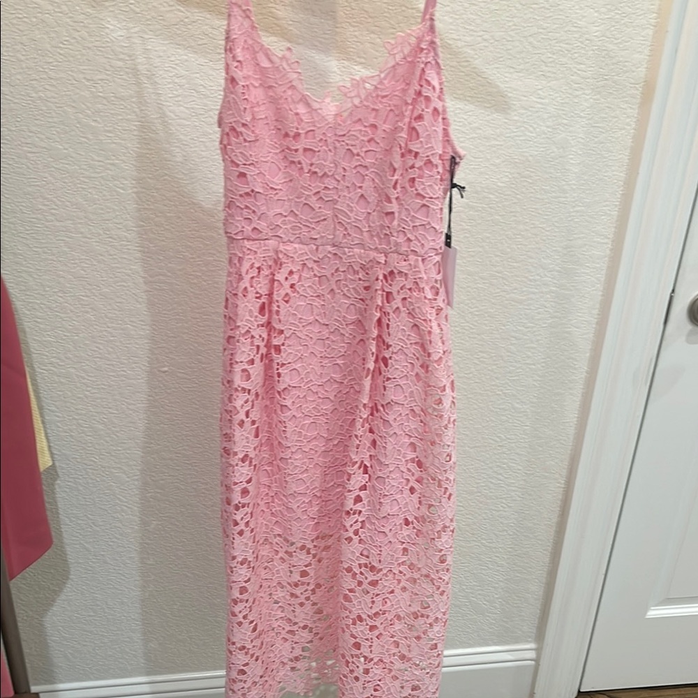 Pink Lace Midi Dress